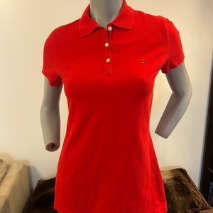 Tommy Hilfiger Red Fitted Button Down Polo❤️S